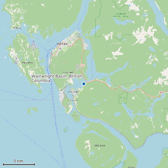 Map of Wainwright Basin, British Columbia Tide Prediction Station