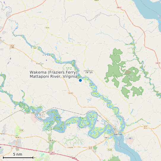 Map of Wakema (Fraziers Ferry), Mattaponi River, Virginia Tide Prediction Station
