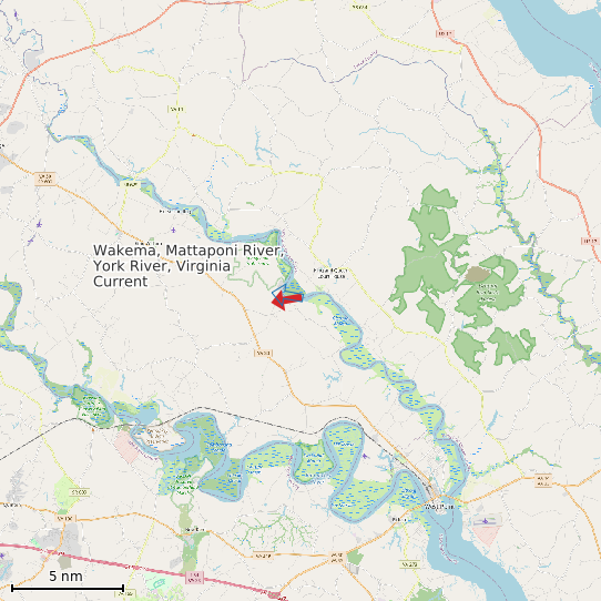 Map of Wakema, Mattaponi River, York River, Virginia Current Prediction Station