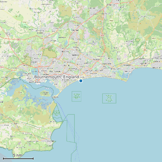 Map of Bournemouth, England Tide Prediction Station