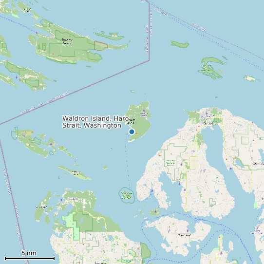Map of Waldron Island, Haro Strait, Washington Tide Prediction Station