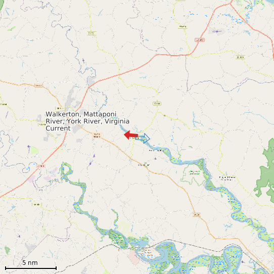 Map of Walkerton, Mattaponi River, York River, Virginia Current Prediction Station