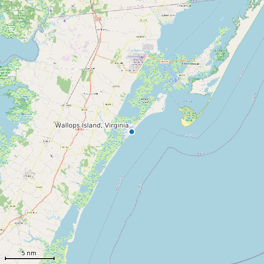 Map of Wallops Island, Virginia Tide Prediction Station