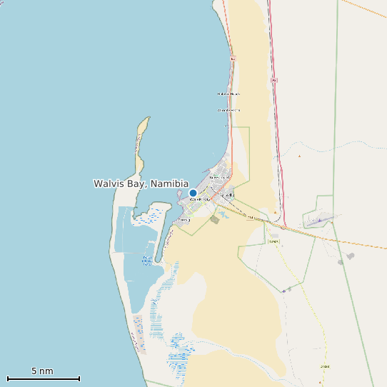 Map of Walvis Bay, Namibia Tide Prediction Station