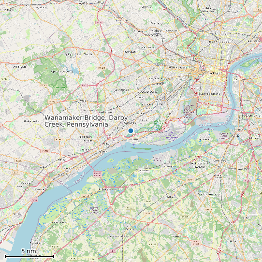 Map of Wanamaker Bridge, Darby Creek, Pennsylvania Tide Prediction Station