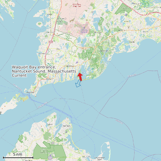 Map of Waquoit Bay entrance, Nantucket Sound, Massachusetts Current Prediction Station