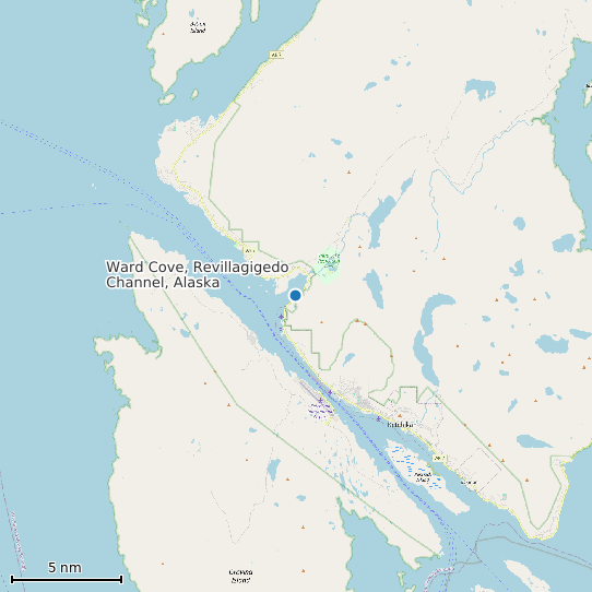 Map of Ward Cove, Revillagigedo Channel, Alaska Tide Prediction Station