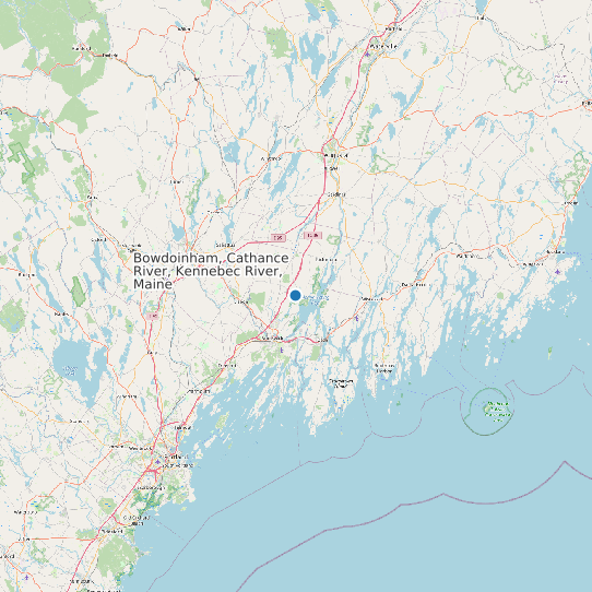 Map of Bowdoinham, Cathance River, Kennebec River, Maine Tide Prediction Station