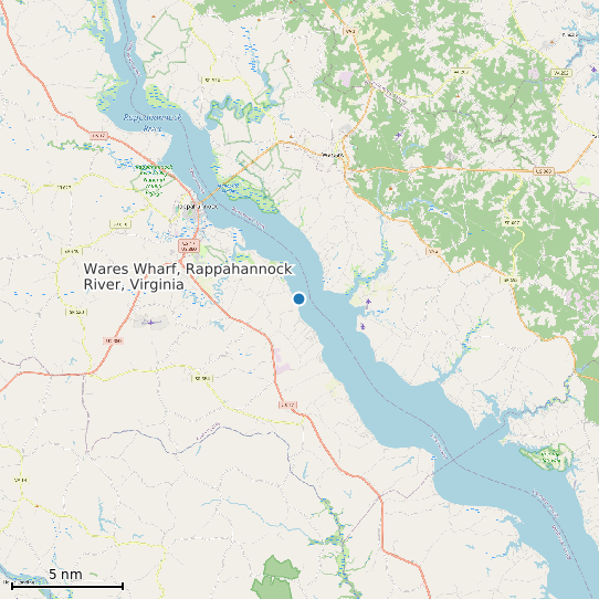 Map of Wares Wharf, Rappahannock River, Virginia Tide Prediction Station