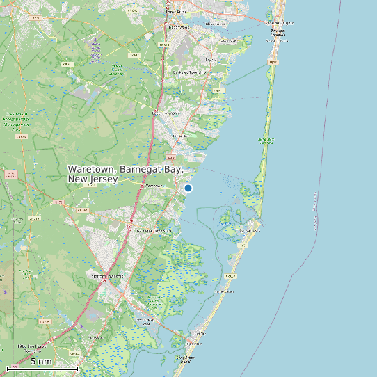 Map of Waretown, Barnegat Bay, New Jersey Tide Prediction Station