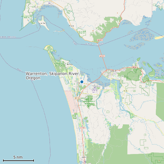 Map of Warrenton, Skipanon River, Oregon Tide Prediction Station