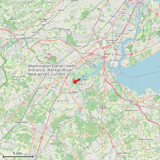 Map of Washington Canal, north entrance, Raritan River, New Jersey Current Prediction Station