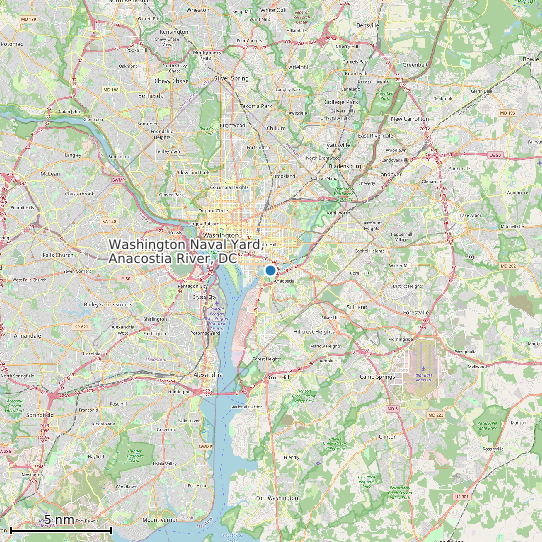 Map of Washington Naval Yard, Anacostia River, DC Tide Prediction Station