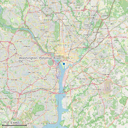 Map of Washington, Potomac River, DC Tide Prediction Station