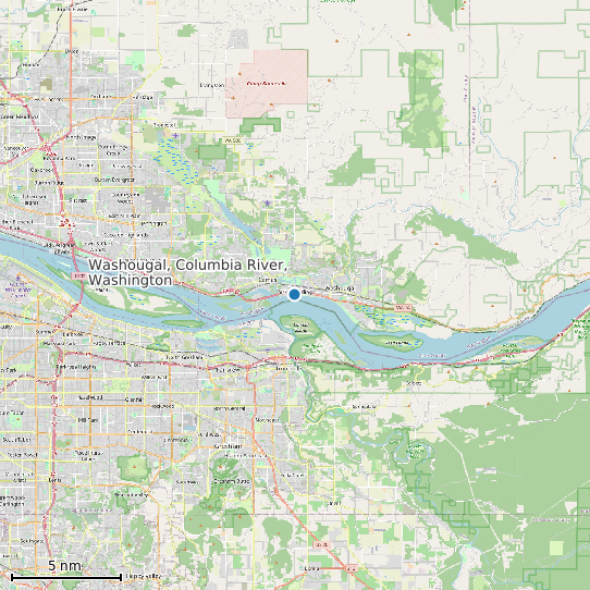 Map of Washougal, Columbia River, Washington Tide Prediction Station
