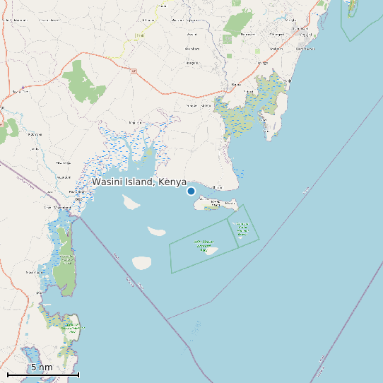 Map of Wasini Island, Kenya Tide Prediction Station