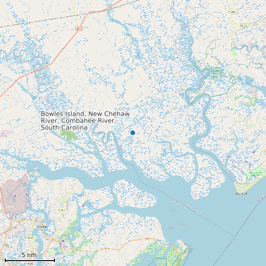 Map of Bowles Island, New Chehaw River, Combahee River, South Carolina Tide Prediction Station