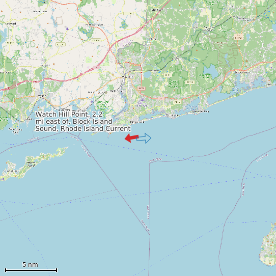 Map of Watch Hill Point, 2.2 mi east of, Block Island Sound, Rhode Island Current Prediction Station