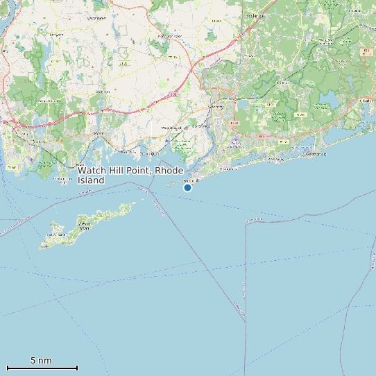 Map of Watch Hill Point, Rhode Island Tide Prediction Station