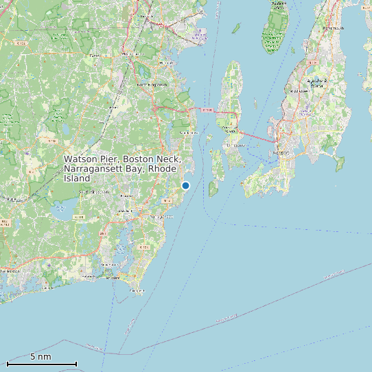Map of Watson Pier, Boston Neck, Narragansett Bay, Rhode Island Tide Prediction Station