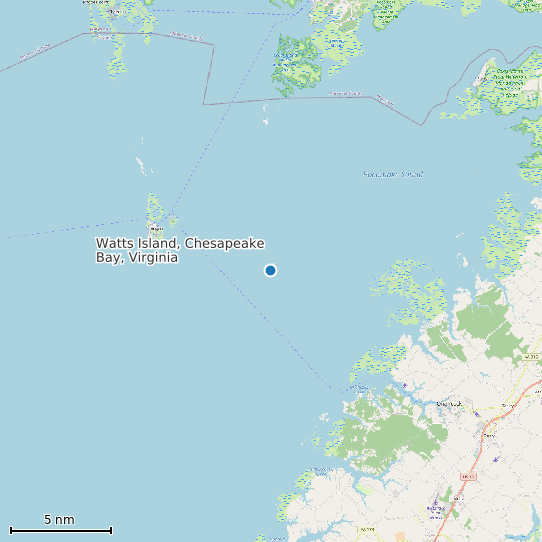 Map of Watts Island, Chesapeake Bay, Virginia Tide Prediction Station