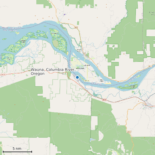 Map of Wauna, Columbia River, Oregon Tide Prediction Station