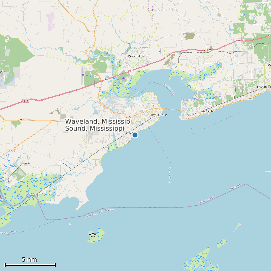 Map of Waveland, Mississipi Sound, Mississippi Tide Prediction Station
