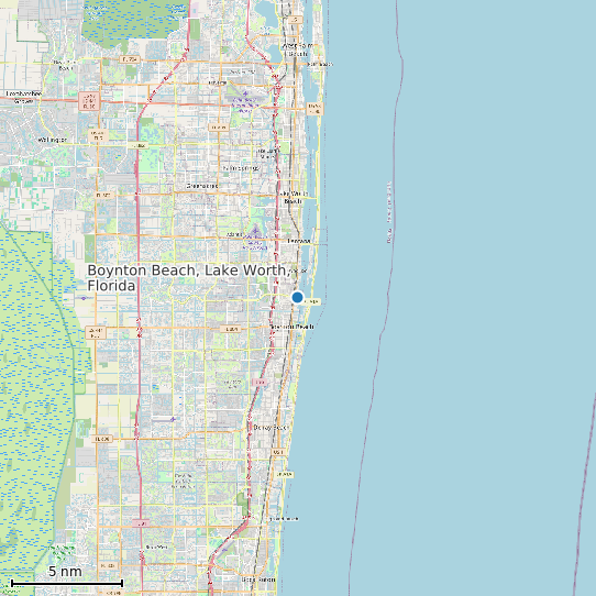 Map of Boynton Beach, Lake Worth, Florida Tide Prediction Station