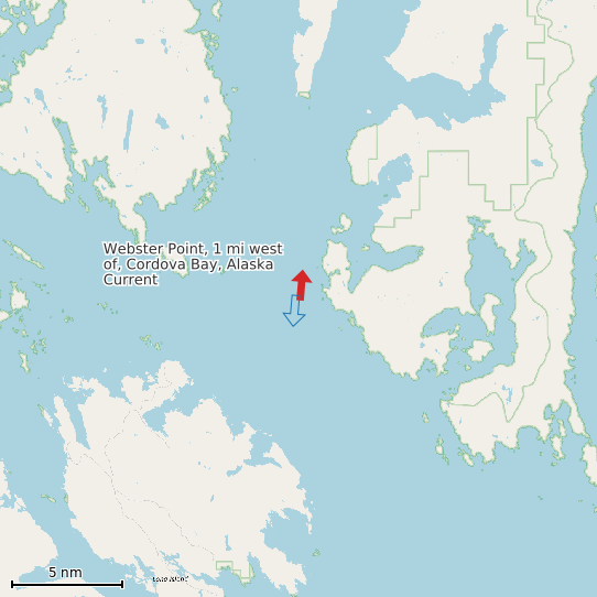 Map of Webster Point, 1 mi west of, Cordova Bay, Alaska Current Prediction Station