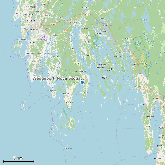Map of Wedgeport, Nova Scotia Tide Prediction Station