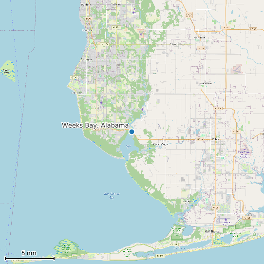 Map of Weeks Bay, Alabama Tide Prediction Station