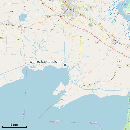 Map of Weeks Bay, Louisiana Tide Prediction Station