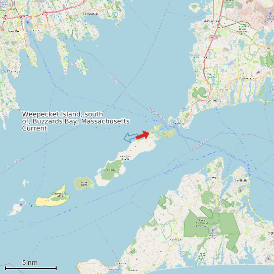 Map of Weepecket Island, south of, Buzzards Bay, Massachusetts Current Prediction Station