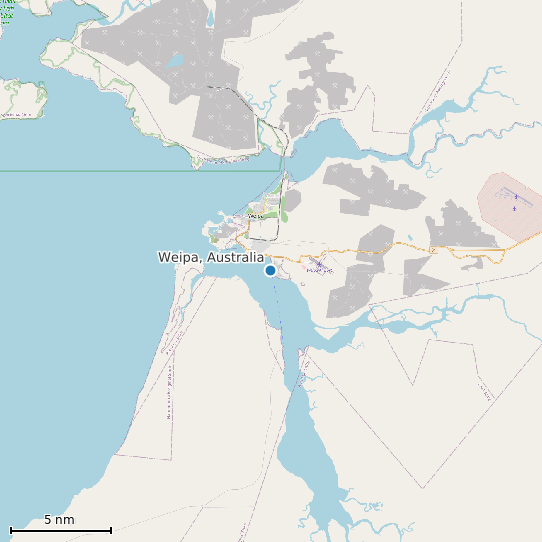 Map of Weipa, Australia Tide Prediction Station