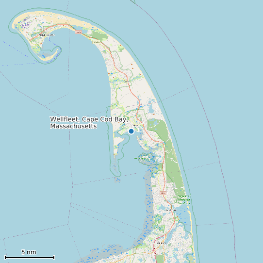Map of Wellfleet, Cape Cod Bay, Massachusetts Tide Prediction Station
