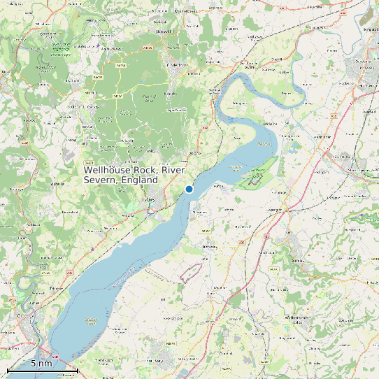 Map of Wellhouse Rock, River Severn, England Tide Prediction Station