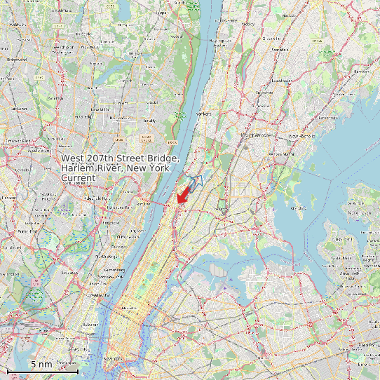 Map of West 207th Street Bridge, Harlem River, New York Current Prediction Station