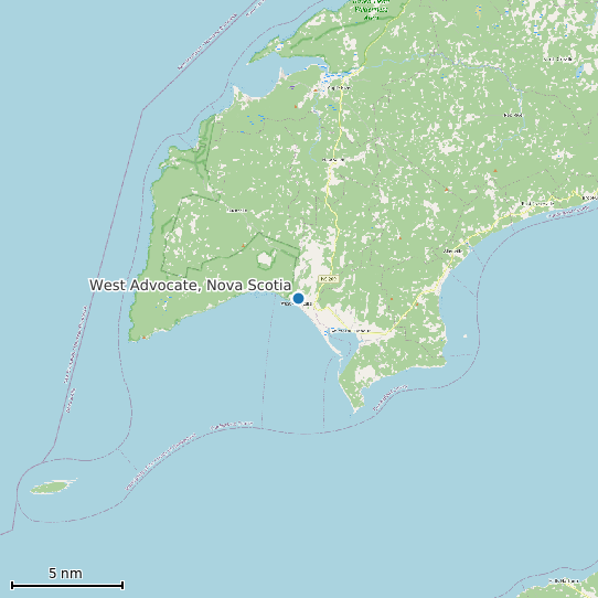 Map of West Advocate, Nova Scotia Tide Prediction Station