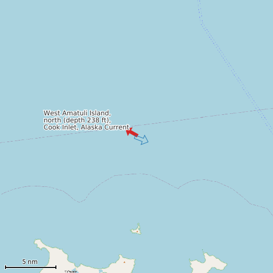 Map of West Amatuli Island, north (depth 238 ft), Cook Inlet, Alaska Current Prediction Station