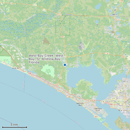 Map of West Bay Creek, West Bay, St. Andrew Bay, Florida Tide Prediction Station
