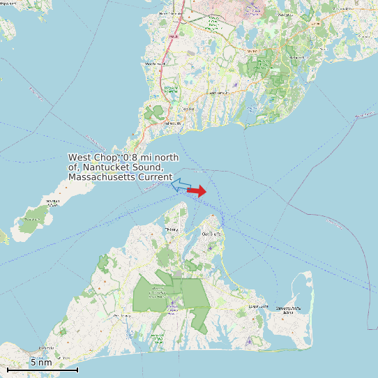 Map of West Chop, 0.8 mi north of, Nantucket Sound, Massachusetts Current Prediction Station