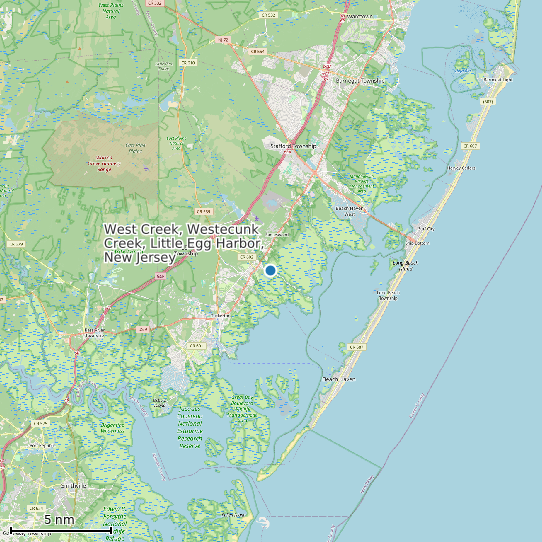 Map of West Creek, Westecunk Creek, Little Egg Harbor, New Jersey Tide Prediction Station