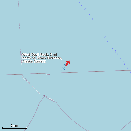 Map of West Devil Rock, 2 mi north of, Dixon Entrance, Alaska Current Prediction Station