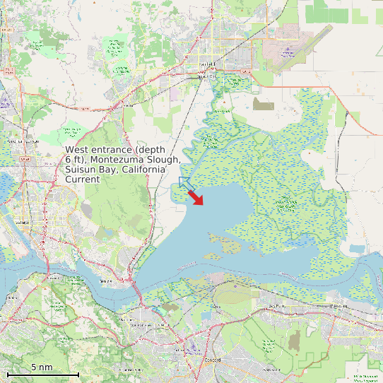 Map of West entrance (depth 6 ft), Montezuma Slough, Suisun Bay, California Current Prediction Station
