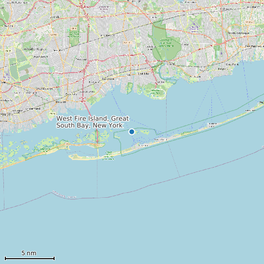 Map of West Fire Island, Great South Bay, New York Tide Prediction Station