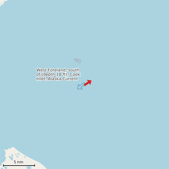 Map of West Foreland, south of (depth 18 ft), Cook Inlet, Alaska Current Prediction Station