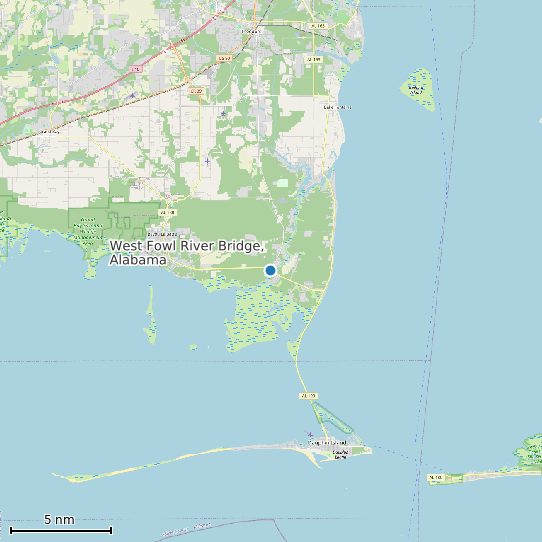 Map of West Fowl River Bridge, Alabama Tide Prediction Station