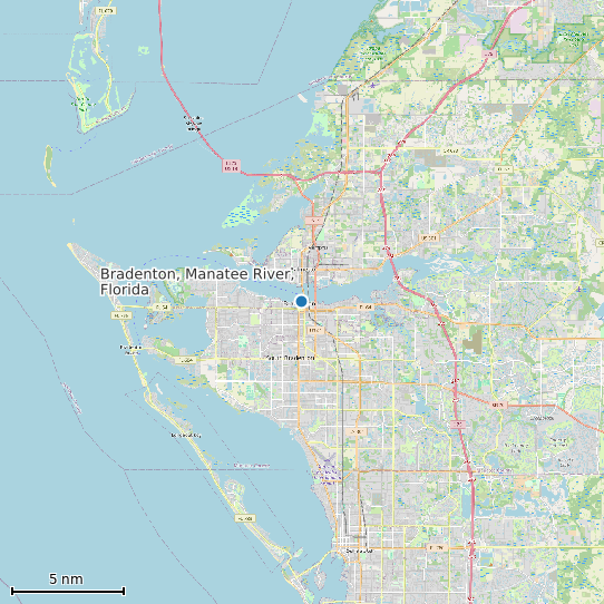 Map of Bradenton, Manatee River, Florida Tide Prediction Station