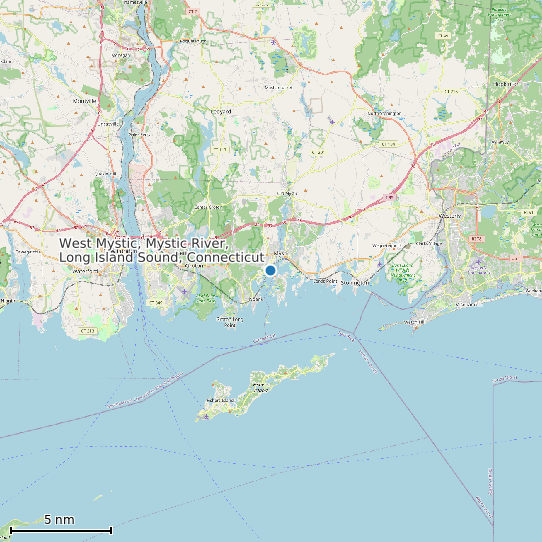 Map of West Mystic, Mystic River, Long Island Sound, Connecticut Tide Prediction Station