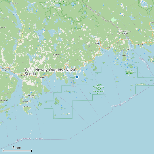 Map of West Newdy Quoddy, Nova Scotia Tide Prediction Station